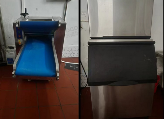 南宁地区食品厂处理三段擀面面包机、32盘旋转炉、枕式包装机等整套设备
