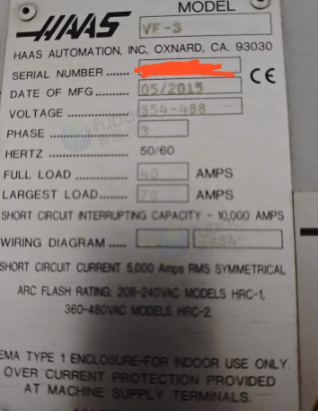 苏州地区工厂处理美国哈斯VF3加工中心