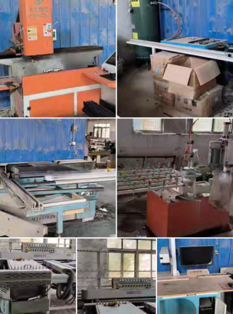 上饶地区工厂处理玻璃直边机、倒圆角机、玻璃清洗机、朾标机、空压机、木工冲板机