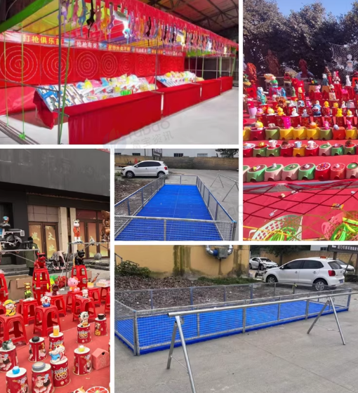 邯郸地区处理12米标棚摊位架、奖品陈列柜、射击靶标套装