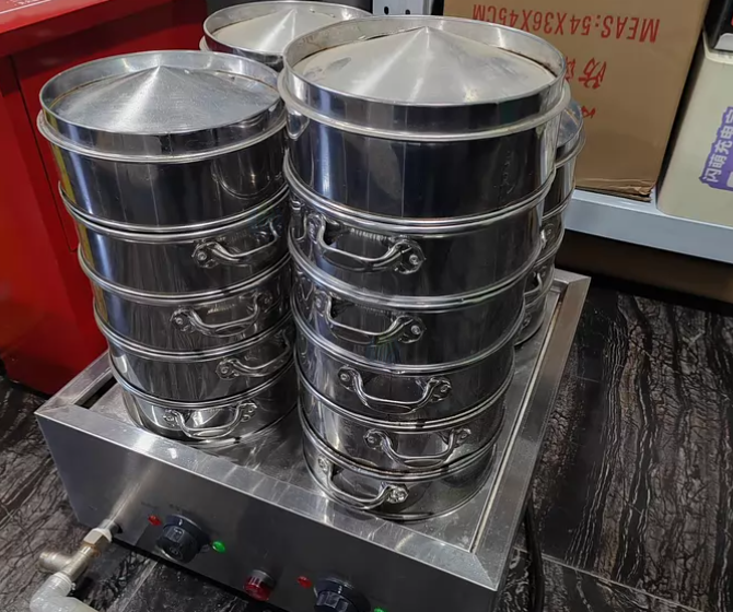 西安市地区处理商用台式电热蒸包炉、蒸包子机全套蒸笼