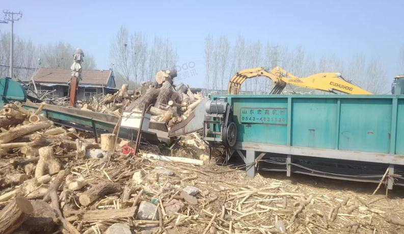 潍坊市地区工厂处理木片加工生产线