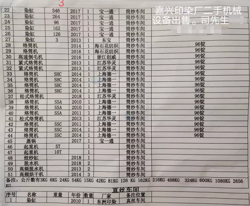 供应：嘉兴印染厂一批设备